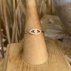 Evil Eye Rose Gold CZ Sterling Silver Ring